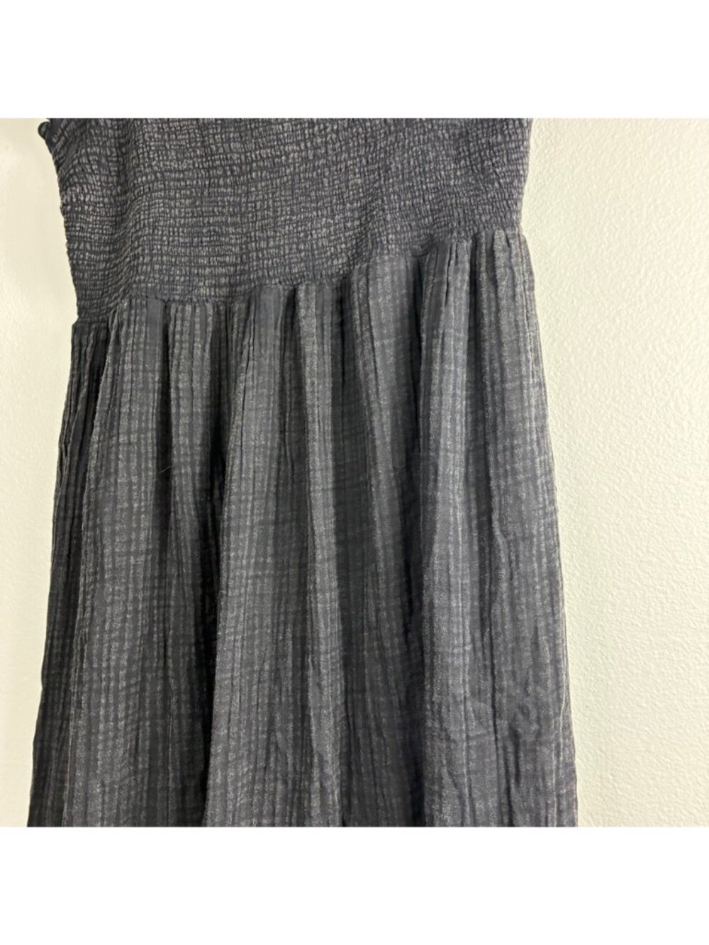 Anthropologie Marisol Maxi Dress 2X Black Smocked Gauze Strapless Tiered Cotton - Picture 5 of 9